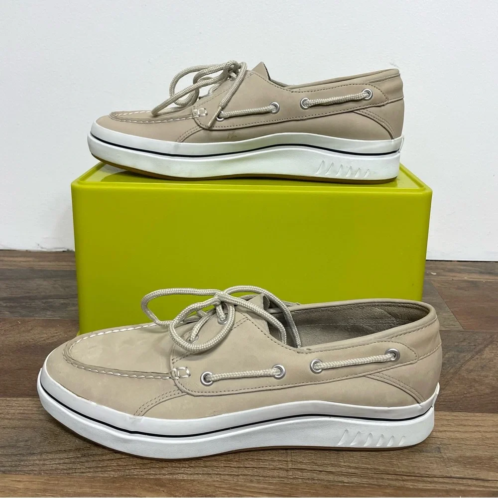 Sperry Men's Top Sider Beige Leather Boat Shoes Size 10.5